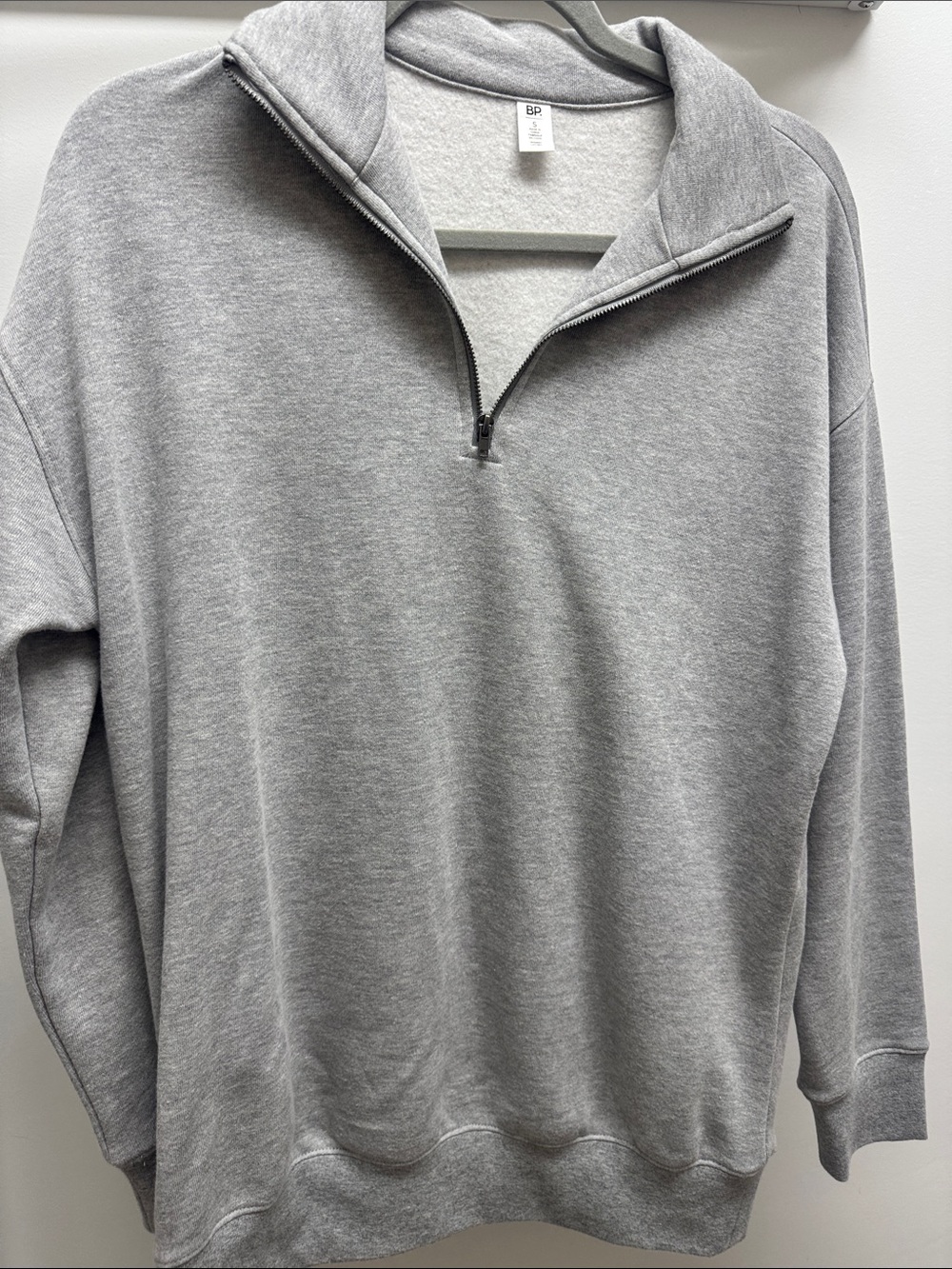 bp Men's Light Gray Half-Zip Pullover Sweatshirt
